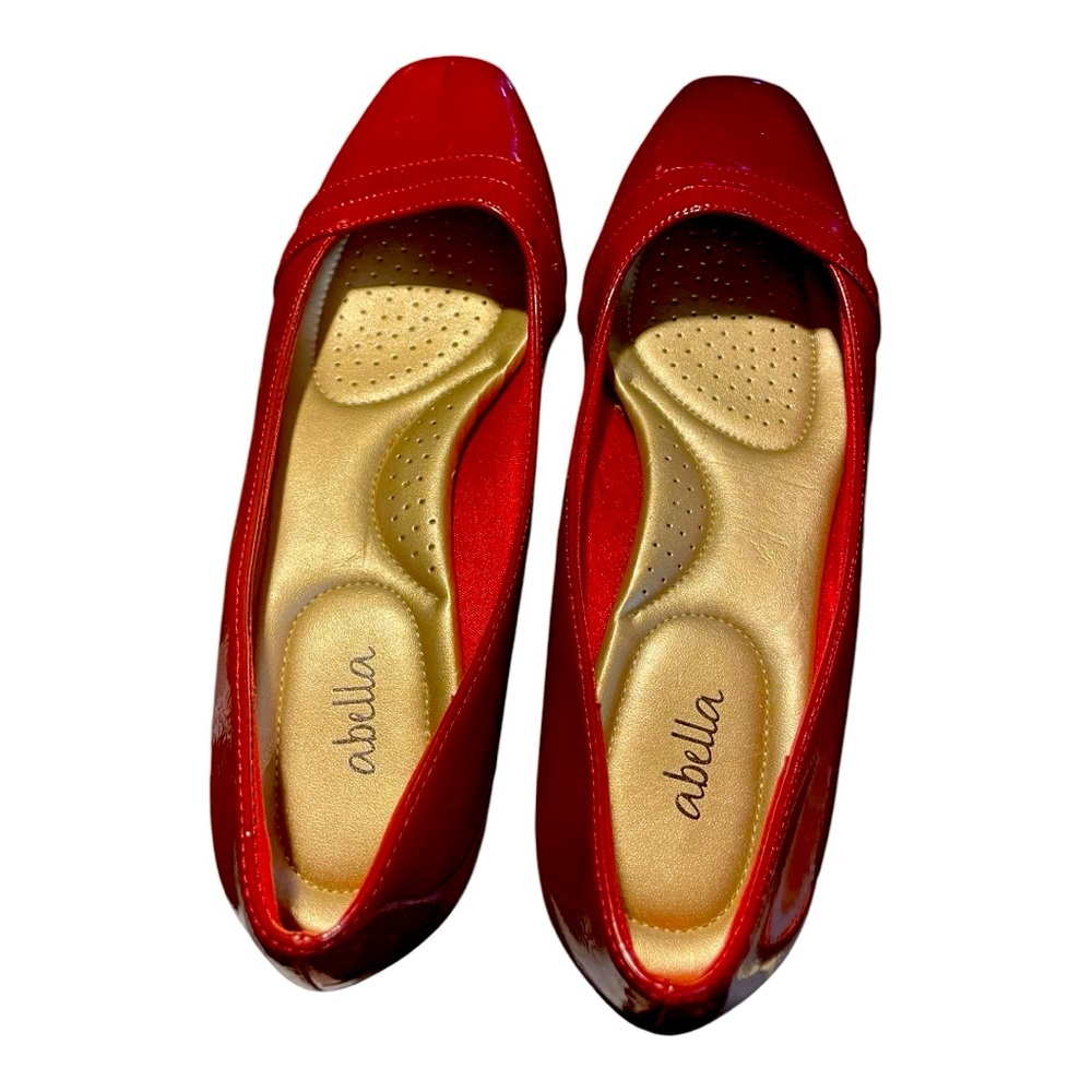 Abella Red Patent Leather Flats Size 9 | Chic Comfort | Comfort Cushioned Insole - Picture 6 of 10